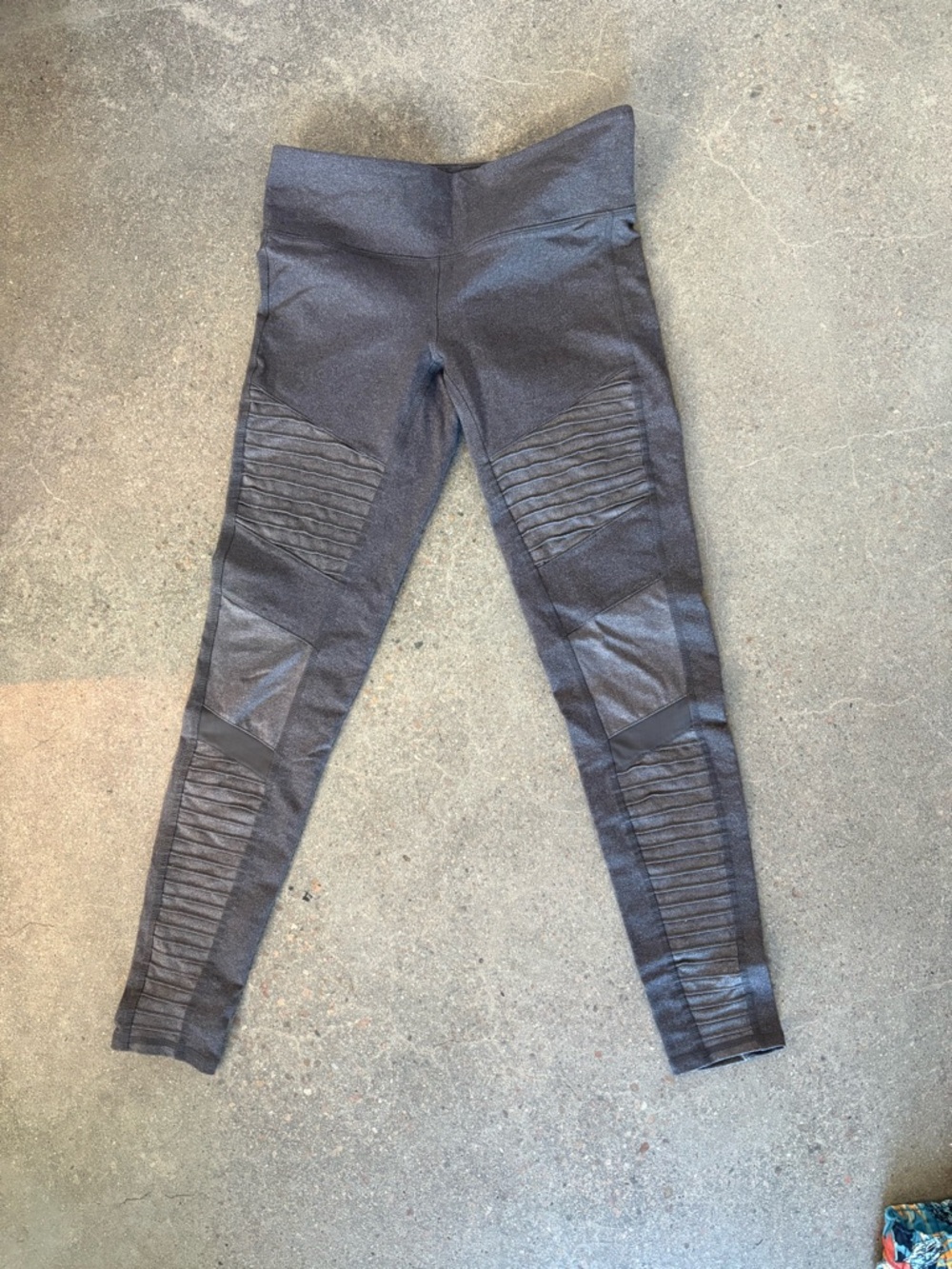 ALO Yoga Black Ribbed Moto-Style Leggings